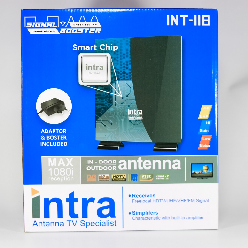 Antena Intra Int-119 bisa 2 tv Digital Outdoor dan Indoor TV LCD LED INT-118 118 119 untuk STB TV Receiver Free KAbel 10 meter