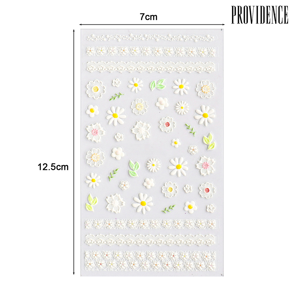 Providence Nail Sticker Lace Design 5D Engraved Nail Art Decoration Manicure White Rose Flower Tips for Female