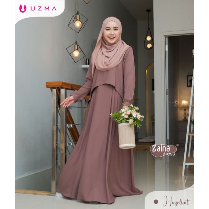Zaina Dress Uzma Hijab Gamis polos simple shakila branded abaya busui friendly agen banjarmasin