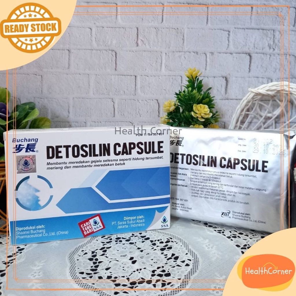 Buchang Detosilin Capsule 36's / Meringankan Gejala Flu, Demam, Batuk, dan Sakit Tenggorokan / Obat Herbal Gejala Flu