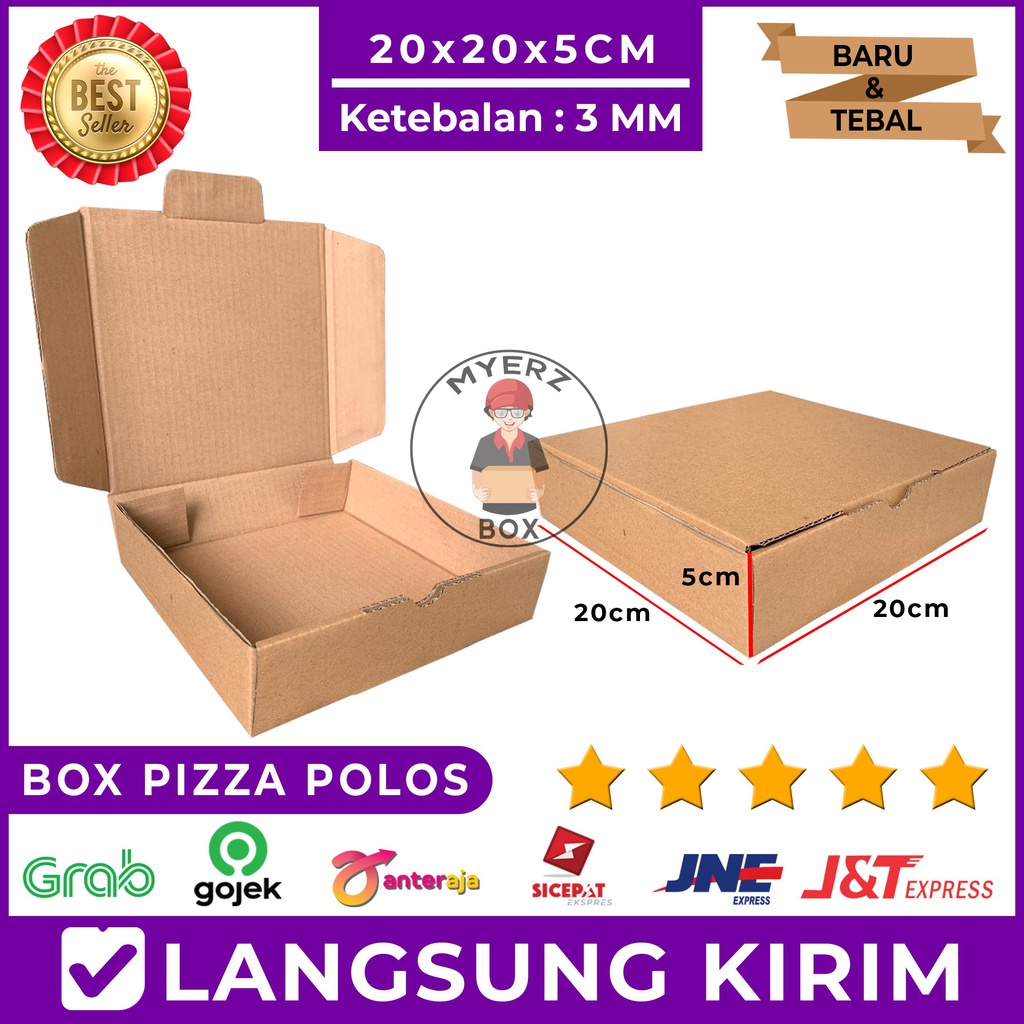 

Kardus Die Cut Pizza Polos 20X20X5 Cm Single Wall, Tebal 3 MM
