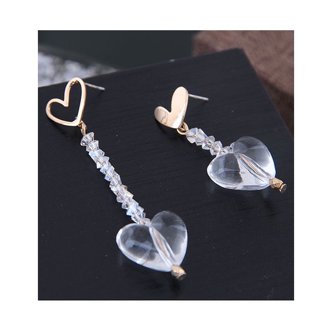 LRC Anting Tusuk Fashion Gold 925 Silver Needle Love Asymmetrical Earrings A58948