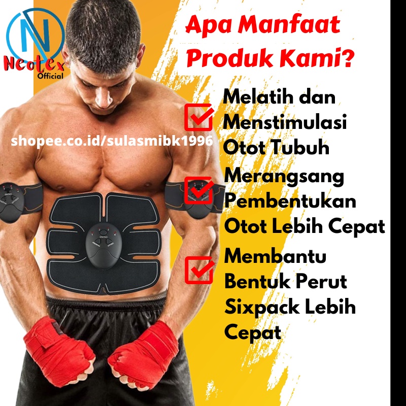 Alat Pembentuk Otot Six Pack Muscle Stimulator Trainer Perlengkapan Gym Abdominal Stimulator