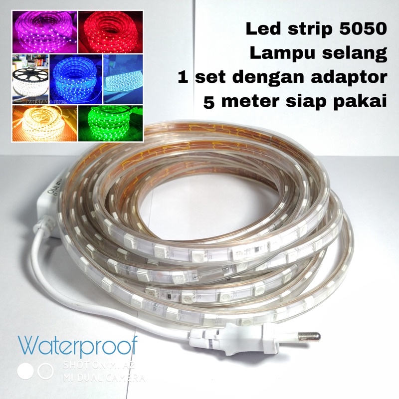 Lampu Led Strip Led Lis Plafon 5 meter siap pakai lampu selang