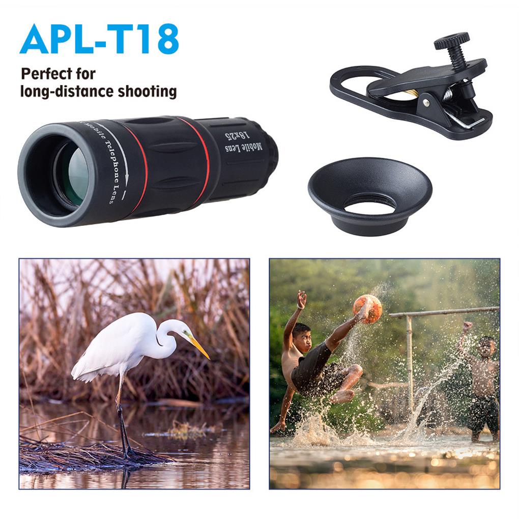 Apexel lensa Teleskop Monokuler Optik zoom 18X HD Dengan Tripod + Klip Untuk Smartphone