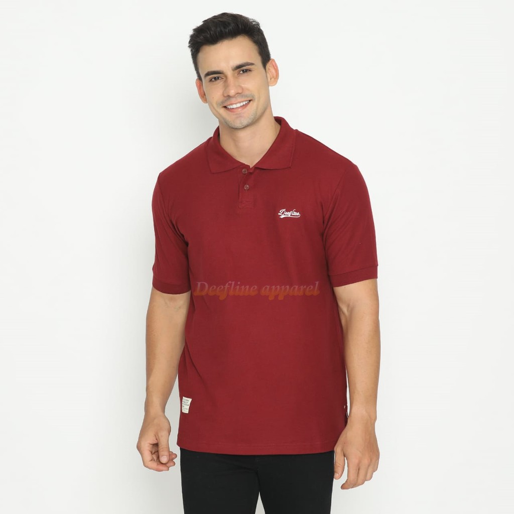 DEEFLINE Kaos kerah pria - polo shirt pria -  kaos katun maroon - kaos kerah wangki terbaru