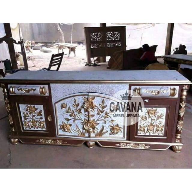 Bufet ukir jepara bufet tv pendek ukuran 150cm