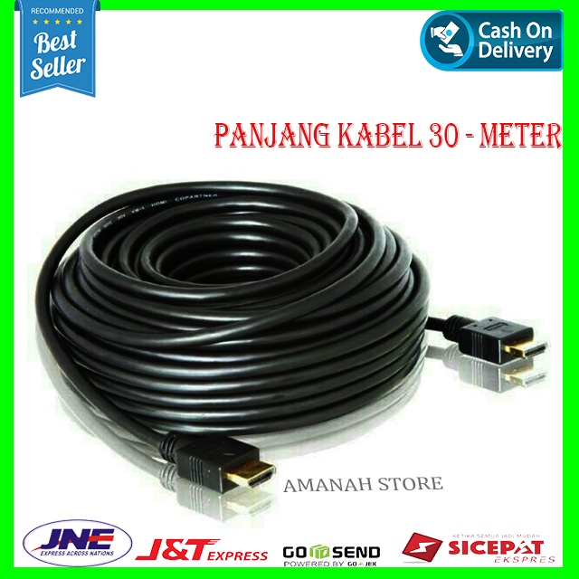 KABEL HDMI To HDMI High Speed High Quality Gold 30 METER-Hitam