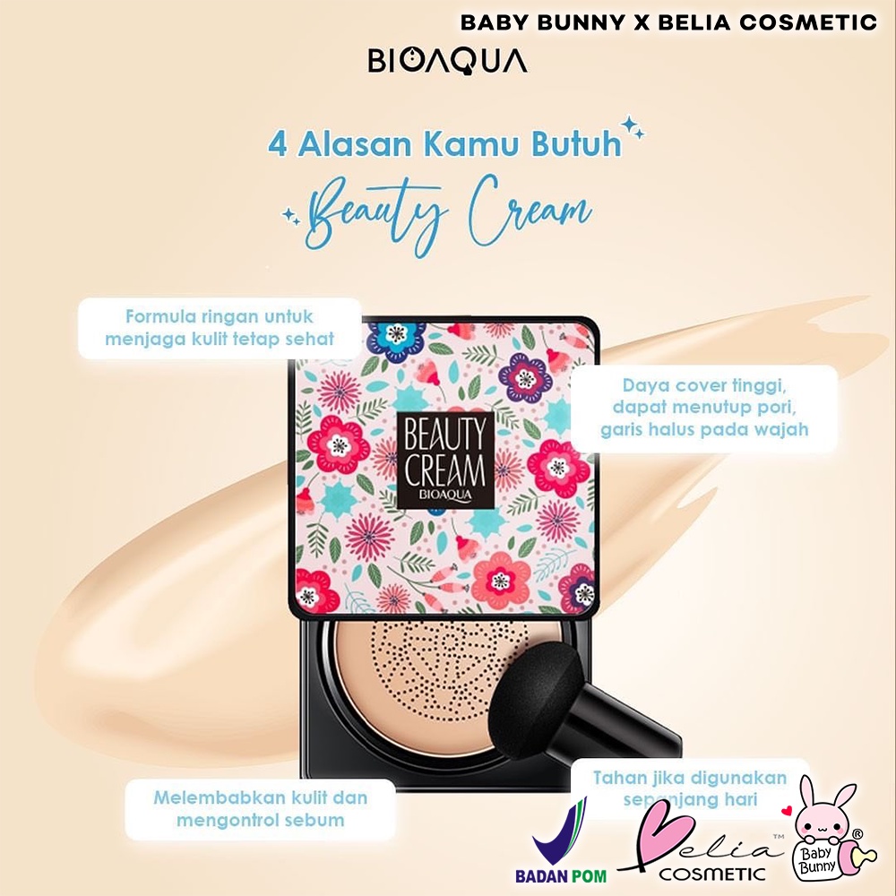 ❤ BELIA ❤ BIOAQUA Beauty Cream Cushion 20g | BB Cushion | Waterproof | Foundation | Make Up | Coverage | Long Lasting | BPOM