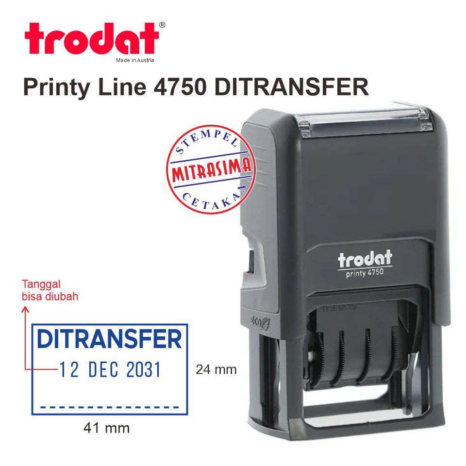 

Stempel Trodat 4750 DITRANSFER dengan tanggal ditengah