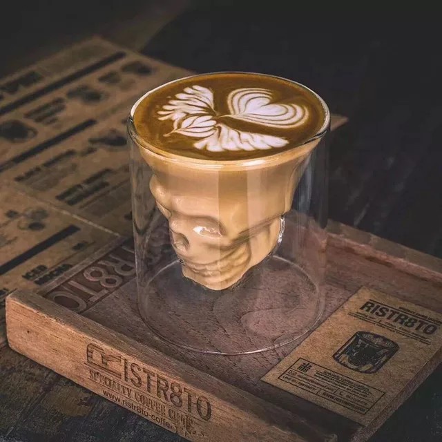 Gelas Kaca Wine Double Wall Glass / Gelas Kopi Double Layer / Gelas Cafe Resto Karakter Unik Aesthet