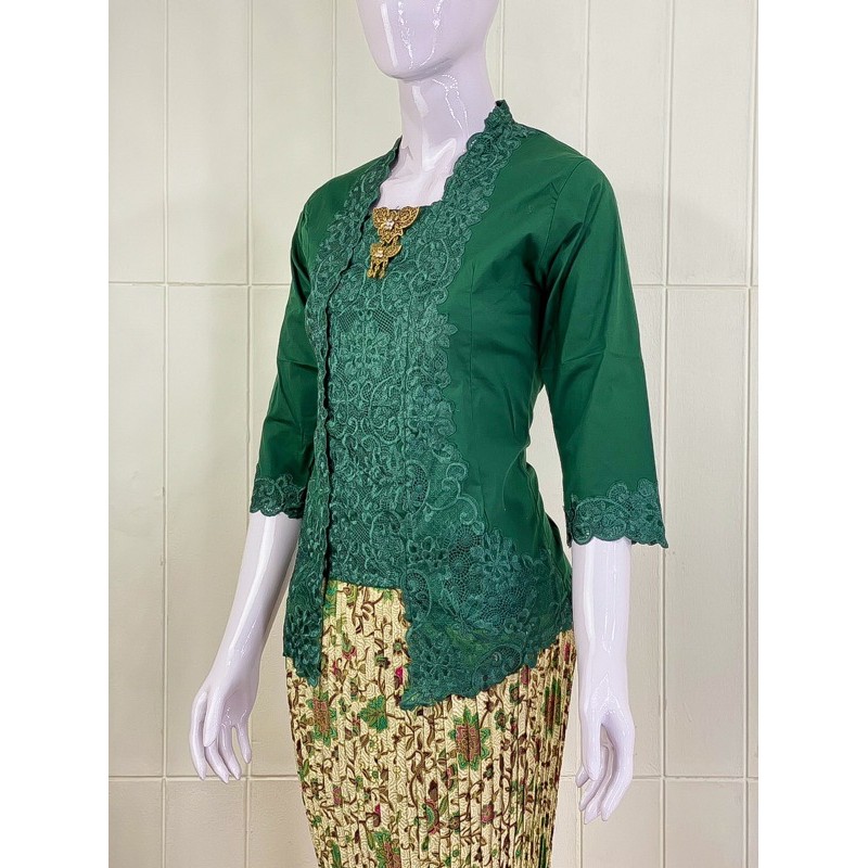 KSS02 - Daliyu KEBAYA KUTUBARU LENGAN 7/8 BORDIR SENADA Katun Stretch / Kebaya Wisuda / S M L XL-Emerald