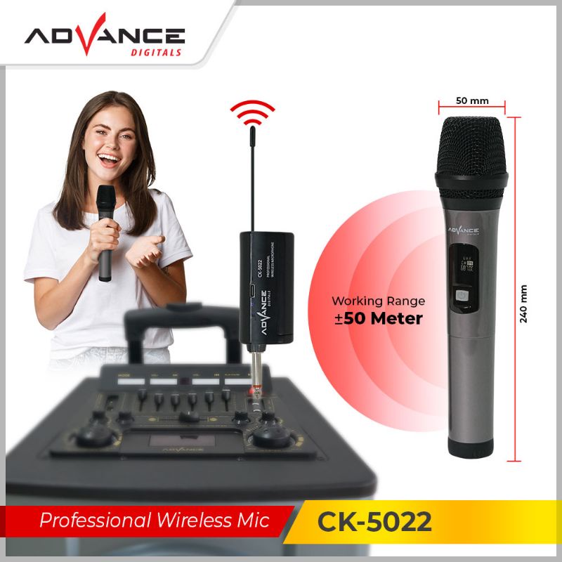 Advance Microphone Mic Double Wireless + Receiver CK-5022