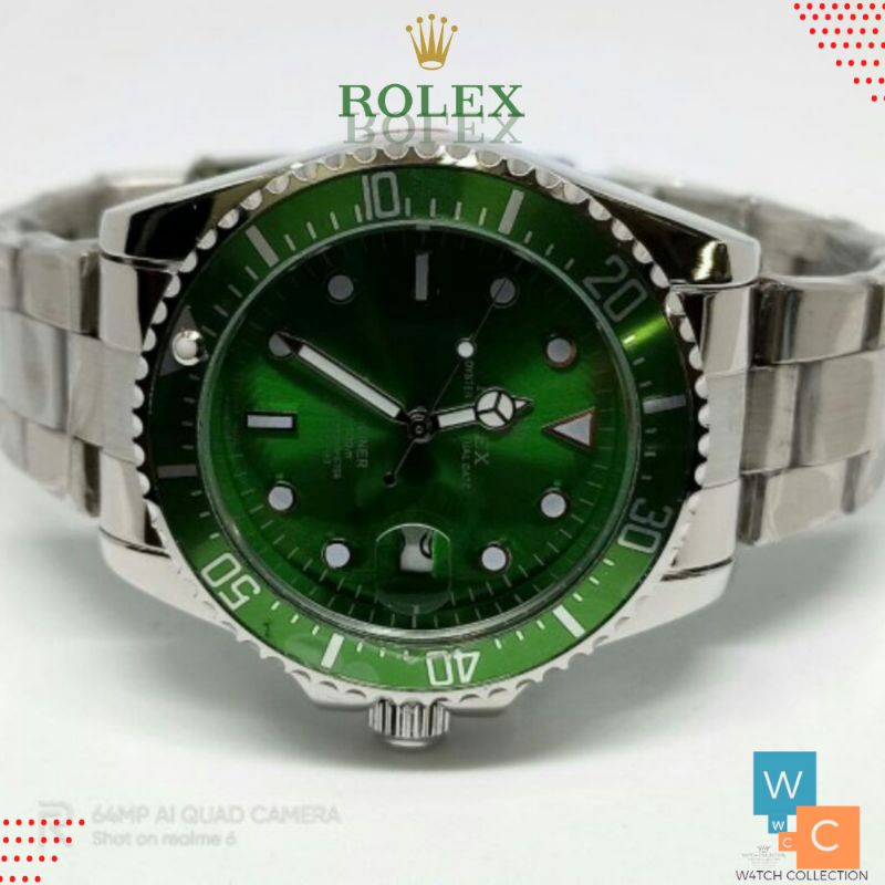 Jam Tangan Rolex Pria Submariner Original Automatic Steinleiss steel Rantai Silver Diameter 4.7 Cm (