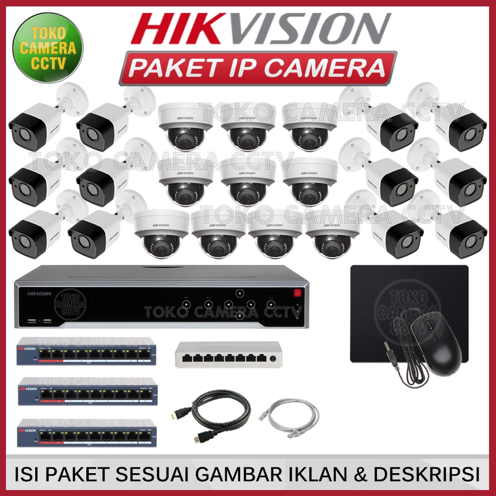 PAKET IP CAMERA HIKVISION 4MP 32 CHANNEL 22 KAMERA