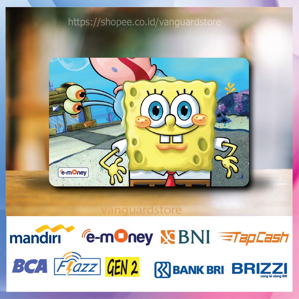 KARTU E MONEY E TOLL SPONGEBOB &amp; GARY KARTUN MOVIE 4 EMONEY MANDIRI FLAZZ BCA BNI TAPCASH BRIZZI