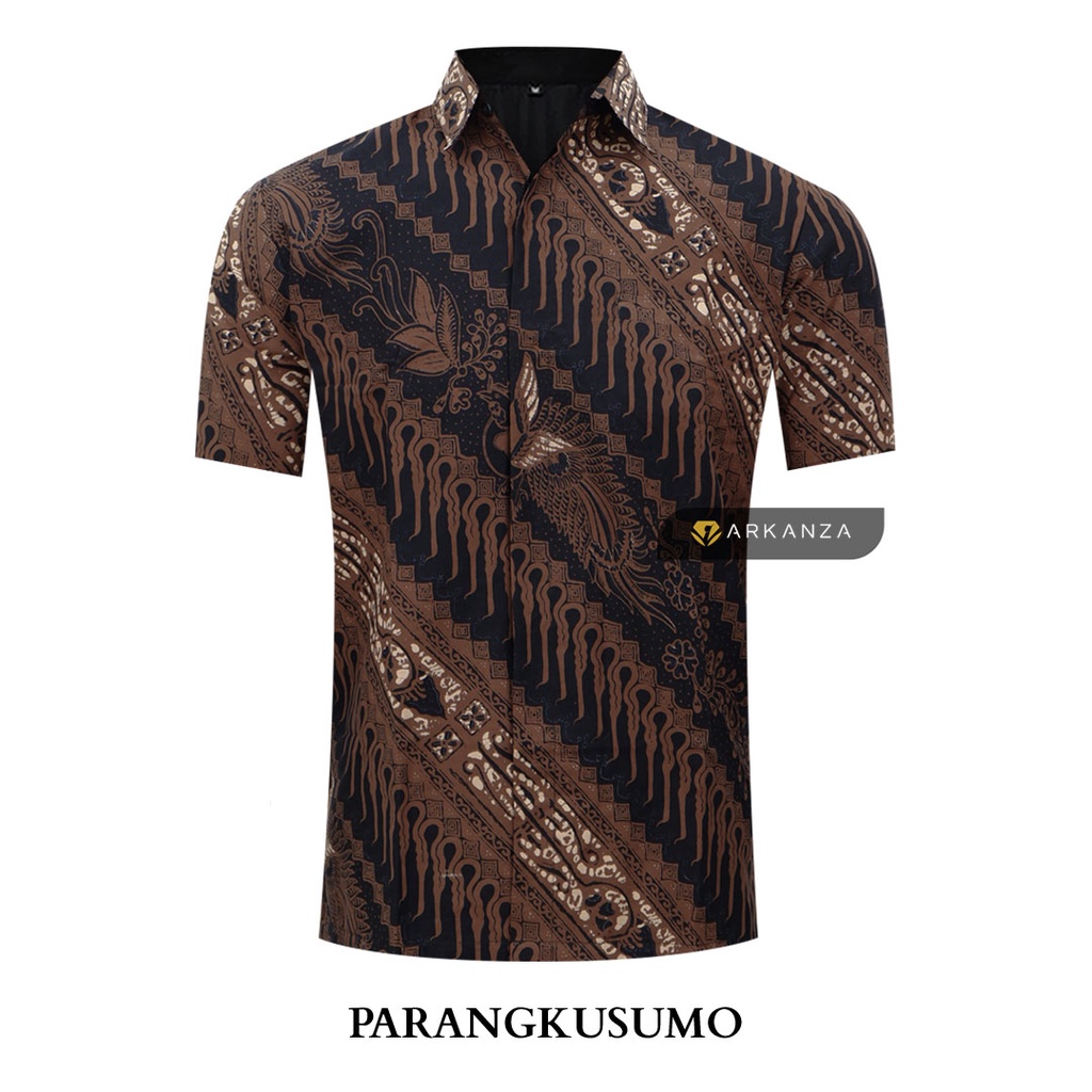 PARANGKUSUMO Hem Atasan Kemeja Baju Batik Pria Cowok Laki Laki Slimfit Mewah Terbaru 2022 Full Lapis Furing Tangan Panjang Lengan Pendek