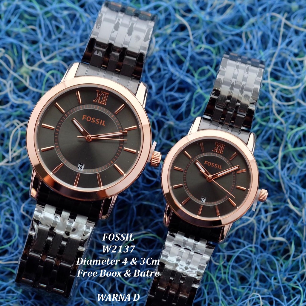 Jam Tangan Couple/Pasangan FO Tanggal aktif rantai tikar full stainless