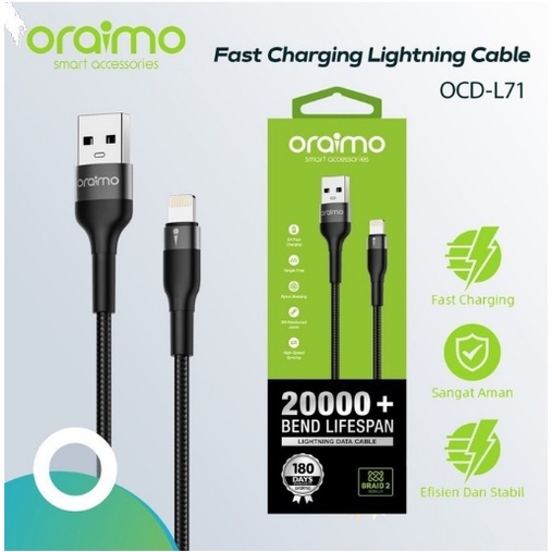 KABEL LIGHTNING ORAIMO OCD-L71 DATA CABLE LIGHTNING FAST CHARGING GARANSI RESMI