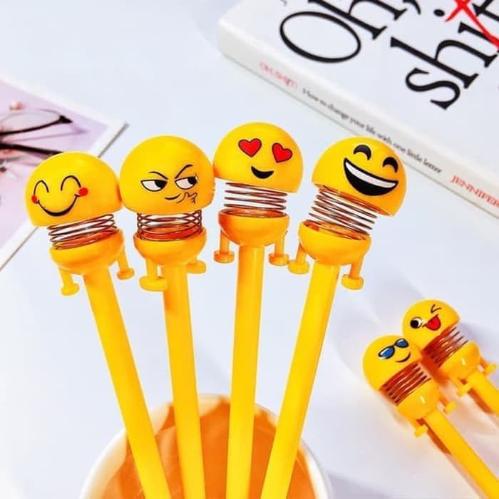 BRGUNIK Pena Emoji / Pulpen Goyang / Pena Shaking Head Emoticon / Alat Tulis / Bouncing Doll R163