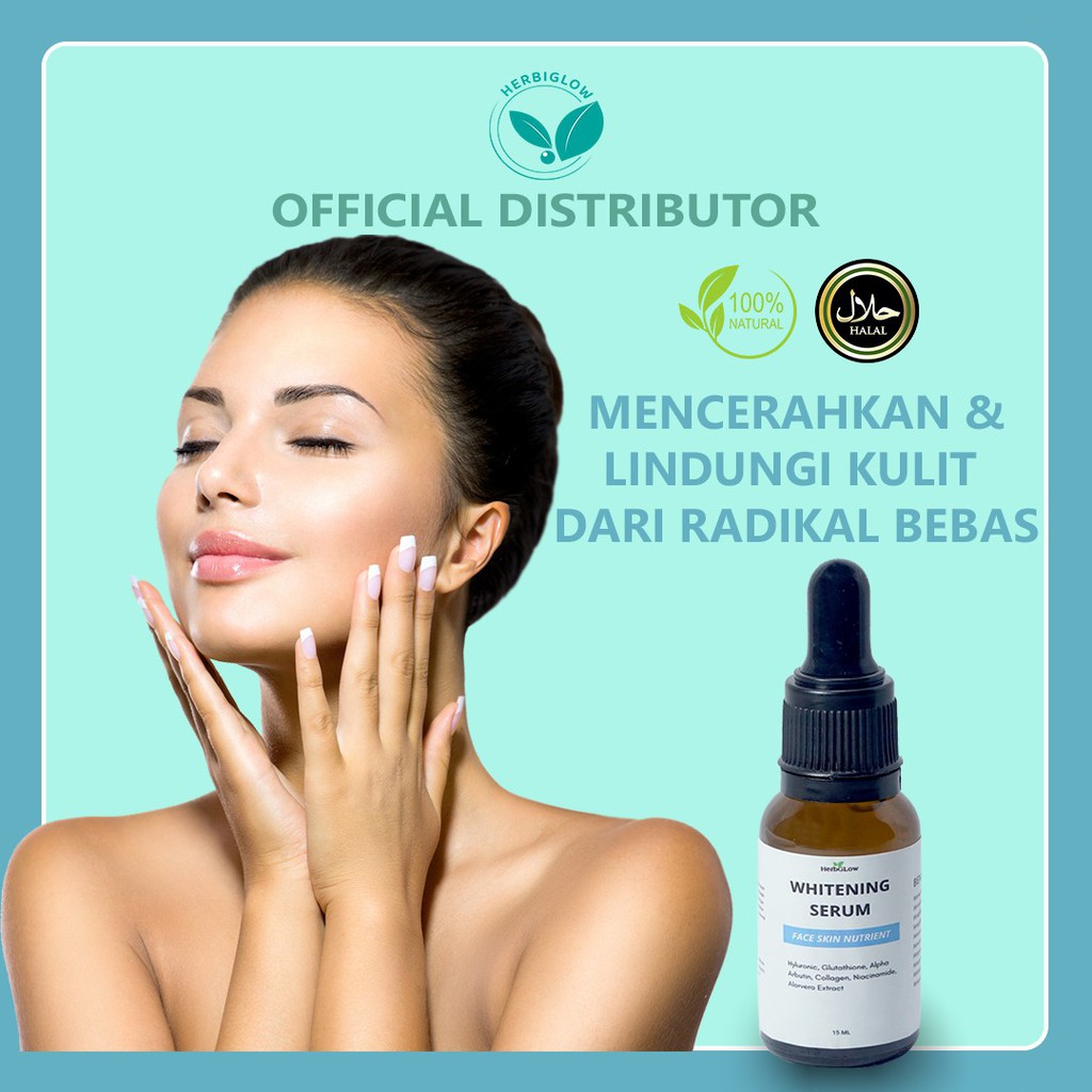 HERBIGLOW Whitening Serum 15 ml - Serum Pencerah Wajah 100% NATURAL SKINCARE