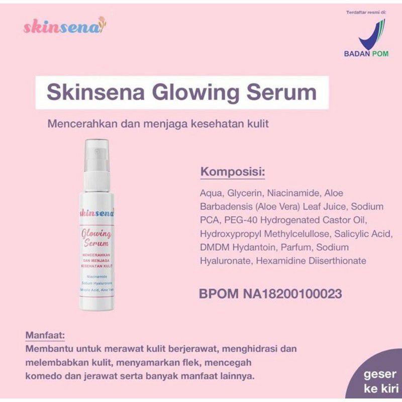 (Fullsize) SKINSENA Glowing Face Wash Toner Serum Cream Satuan dan Paketan