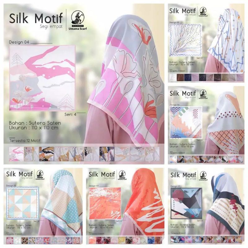 ❤Miss.Vinka❤ Jilbab Pesta Umama SILK MOTIF Segi Empat / Hijab Square Satin