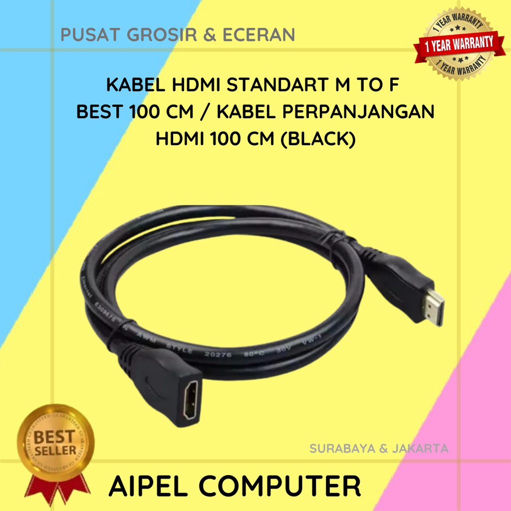 AFHB100 | KABEL HDTV STANDART MALE TO FEMALE BEST 100 CM / PERPANJANGAN HDTV 100 CM (BLACK)