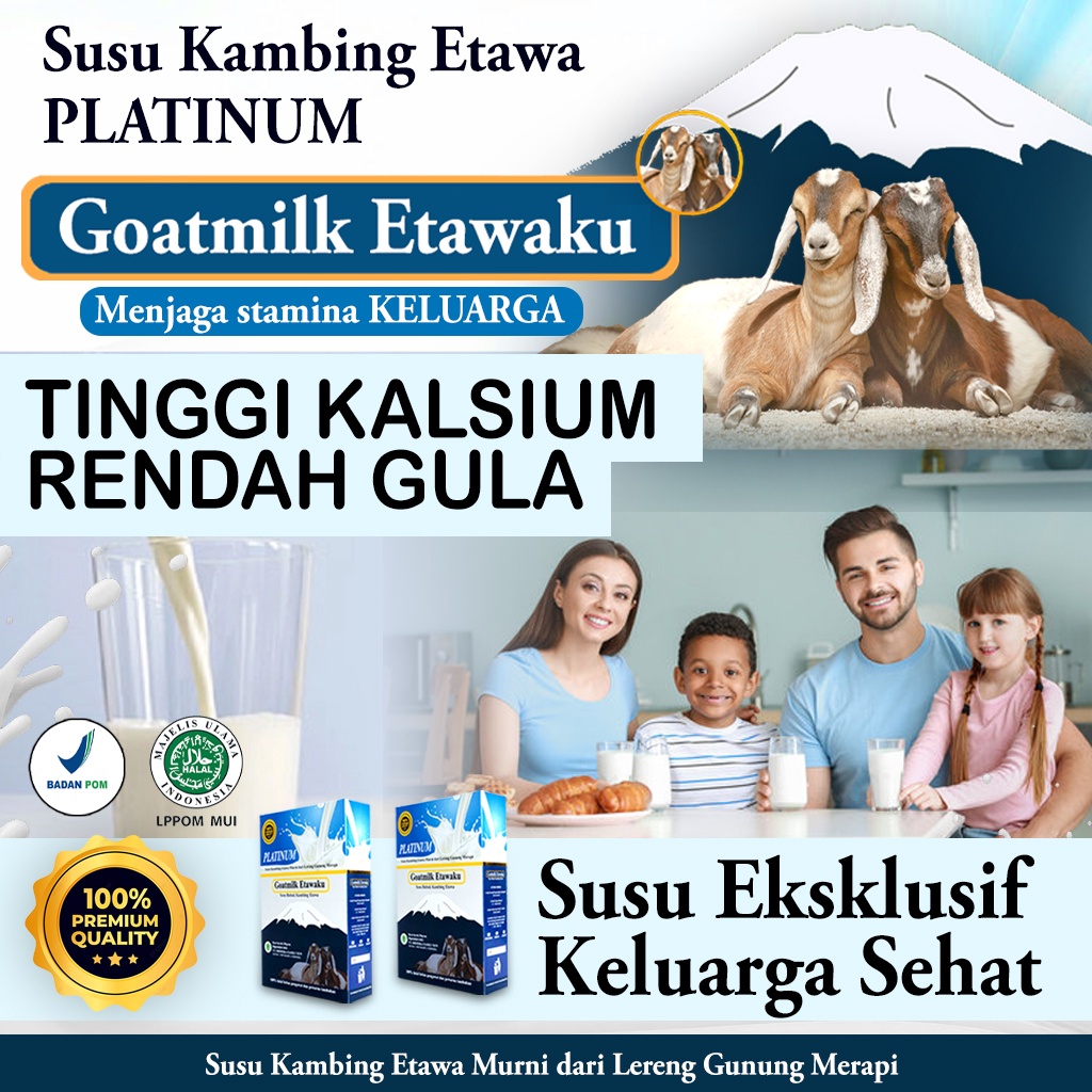 

Susu Keluarga sehat / Susu Etawa / Susu Bubuk Etawa / Goatmilk Etawaku Platinum / Etawaku / Etawaku Platinum isi 250 gram