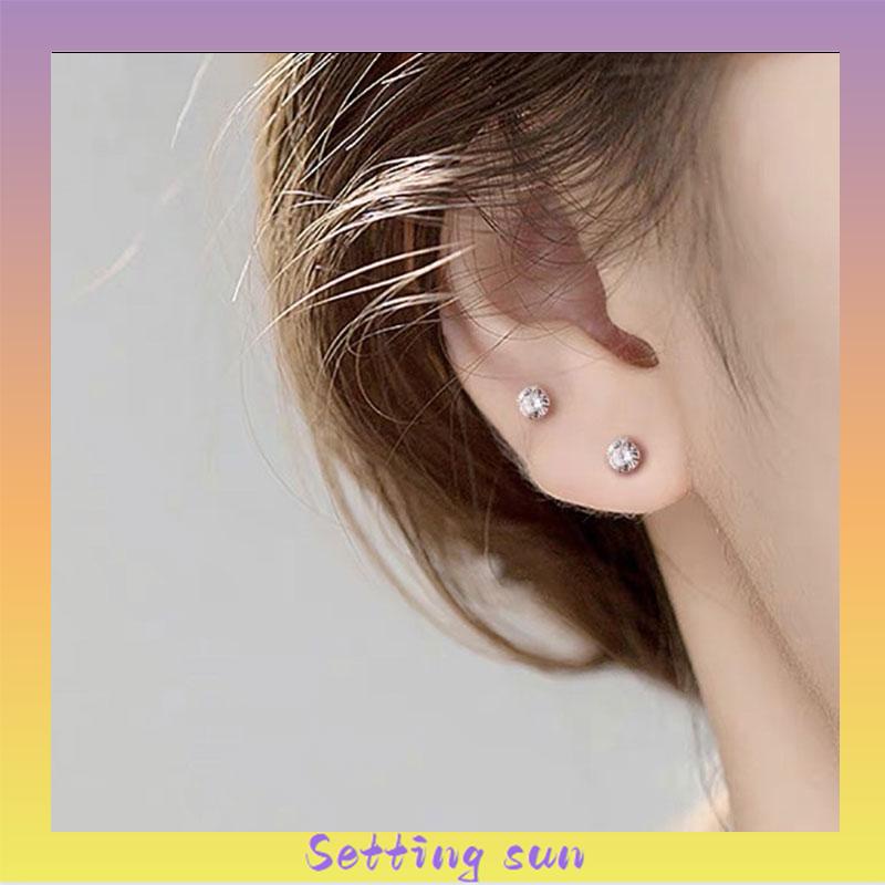 1PC Anting Tusuk Anti Karat Anti Alergi Zirkon Mini Stainless Steel Kualitas Tinggi Aksesoris Wanita TN