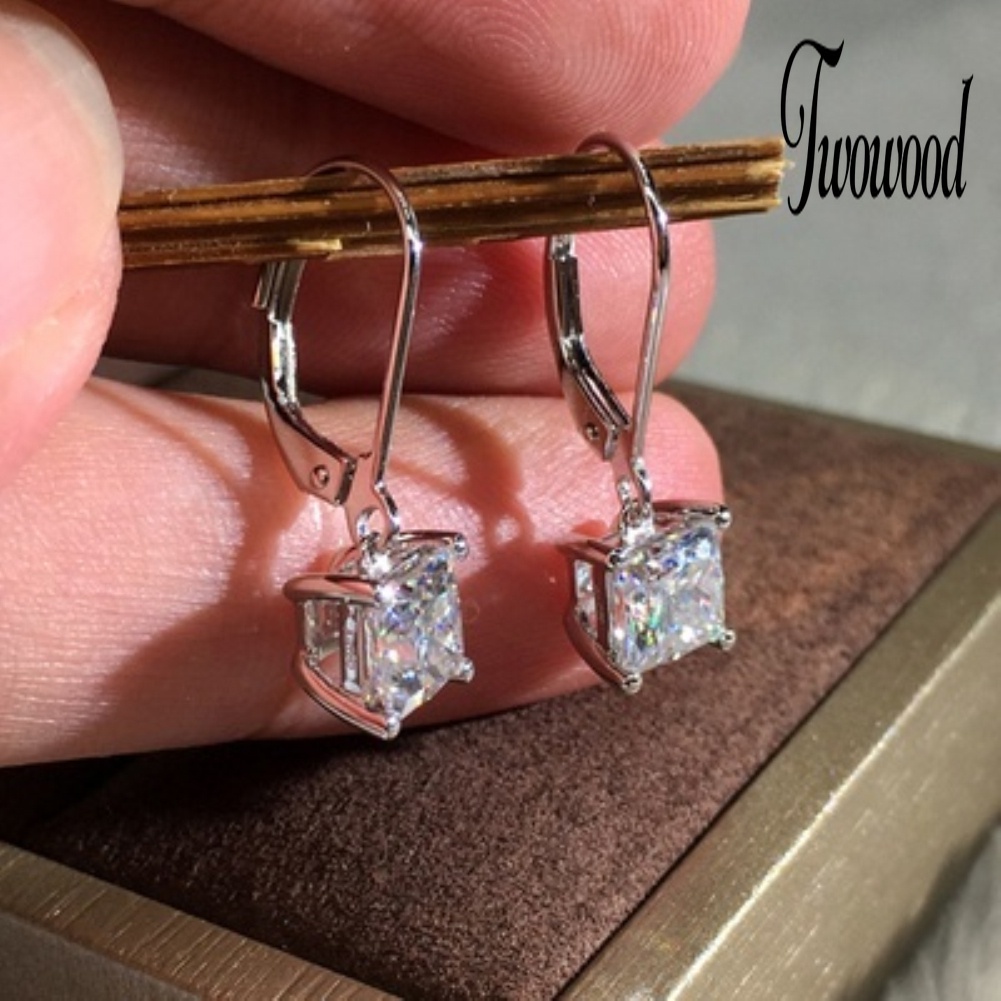 Anting Menjuntai Bahan Cubic Zirconia Gaya Princess Untuk Wanita