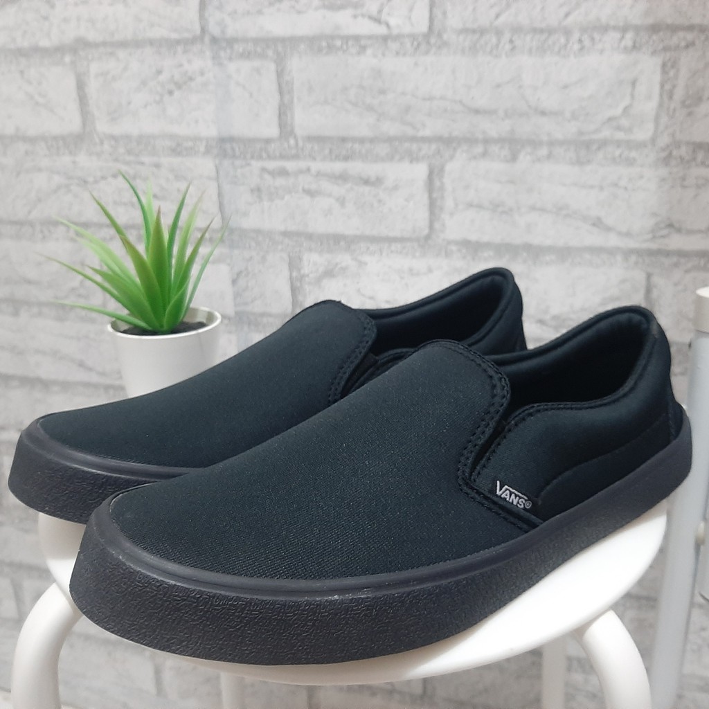 Sepatu Vans_Slip On Checkerboard full black sepatu Pria Wanita kerja kuliah Termurah traveling