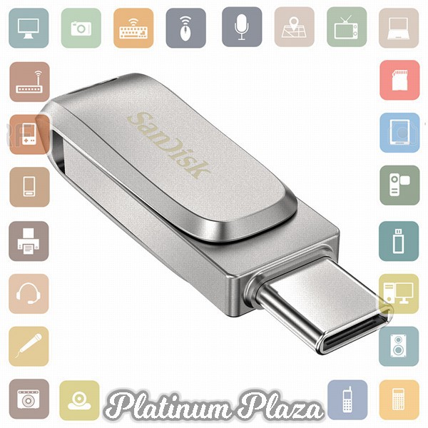 SanDisk Ultra Dual Drive Luxe USB Type C 3.1 Flashdisk 128GB - SDDDC4 - Silver`3B0HAB-