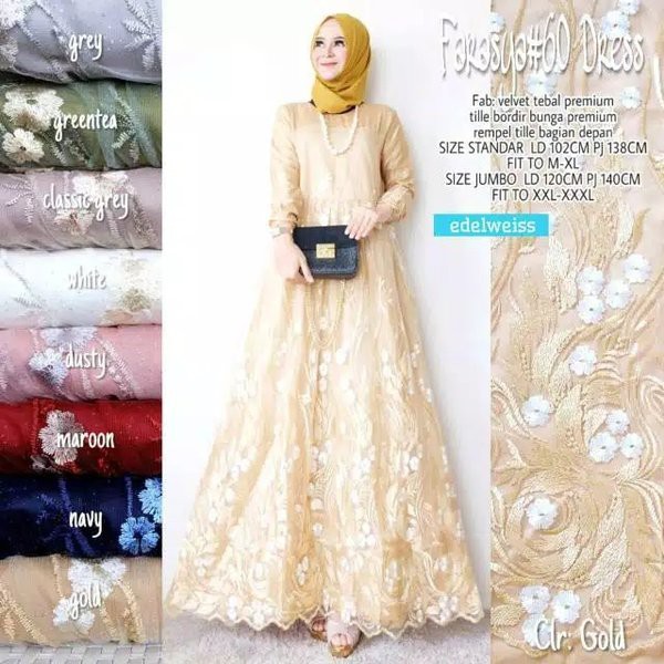 DRESS WANITA MUSLIMAH DEWASA  BAJU  BRUKAT BROKAT  CEWEK 