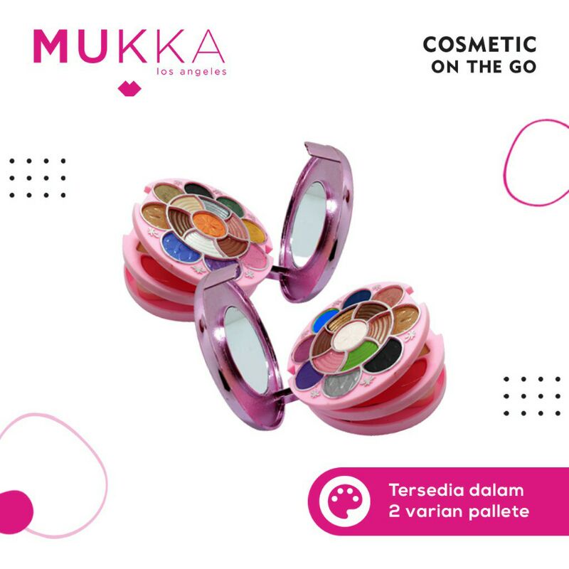 KOSMETIK SET MUKKA COSMETIC ON THE GO EYESHADOW BEDAK LIPSTIK BLUSH ON 3116