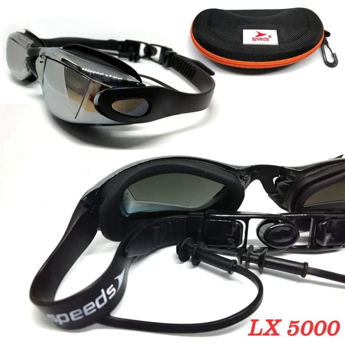Kacamata Renang Mirror Dewasa Anti Fog LX 5000 Earplug Speeds