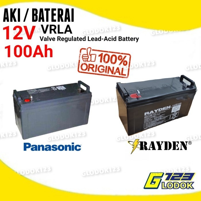 Aki 12V 100Ah Panasonic Original GP VRLA Accu Baterai UPS Mobil Motor