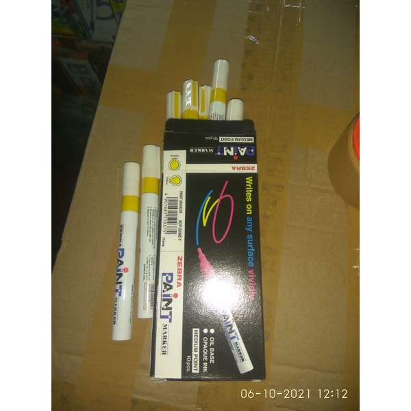 Jual spidol permanent paint marker zebra yelow (isi 10) Shopee Indonesia