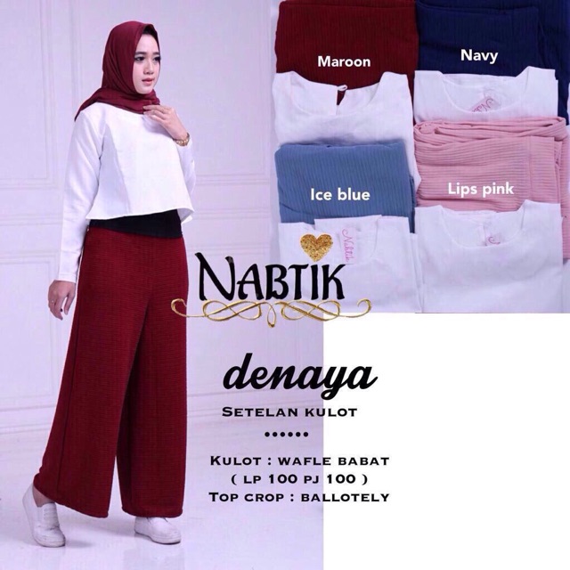 DENAYA/SETELAN KULOT/SETELAN WANITA/FASHION HIJAB/FASHION MUSLIM/BUSANA MUSLIM SOLO/SETELAN PALAZO