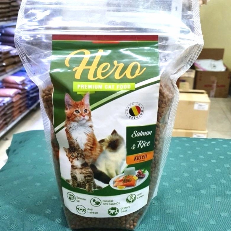 Makanan Kucing Hero premium Cat Food Kitten Salmon &amp; Rice 800gr