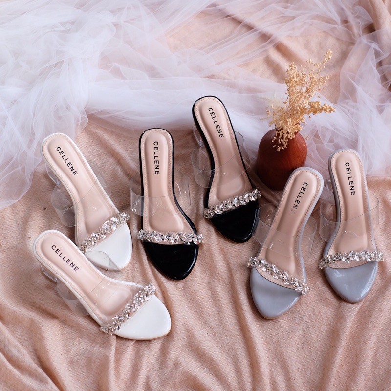 [CELLENE] Cataleya Heels | Heels 7cm Wedding Shoes Diamond Hak Kaca