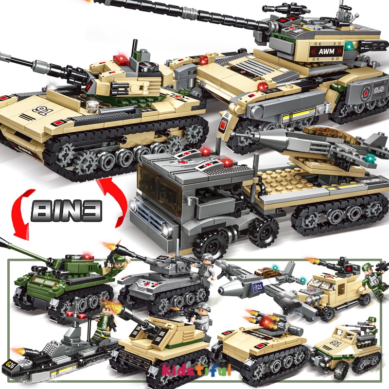 Mainan Anak Laki Laki 1000Pcs Tangki Tank WW2 Mainan Balok Mainan Edukasi