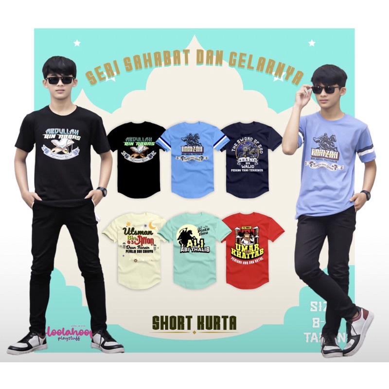 KAOS SHORT KURTA SERIES SAHABAT NABI DAN GELARNYA KAOS KEMKO HOOLAHOOP ft bumblebee