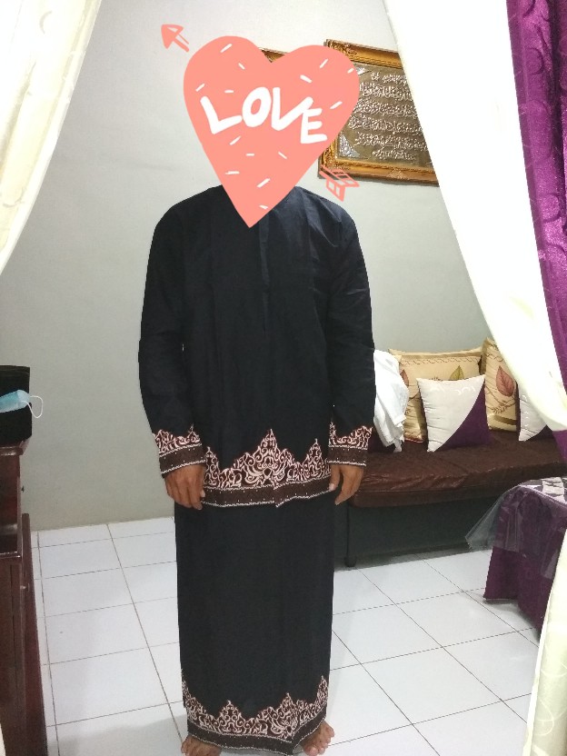 Batik Solo Modern Setelan Sarung Celana Dan Baju Koko Tumpal Hitam