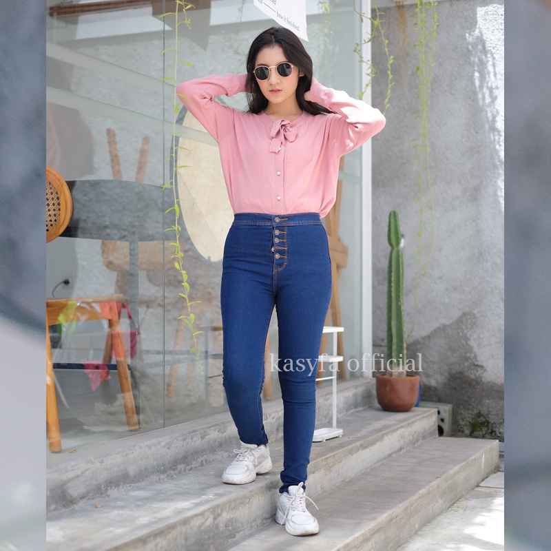 HIGHWAIST KANCING 5 // CELANA JEANS HIGH WAIST WANITA KANCING 5