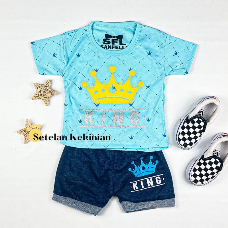 Baju Bayi Setelan Oblong Anak Laki Laki 3 - 18 bulan SNI / setelan baju bayi harian anak cowok KING BEAR BERUANG