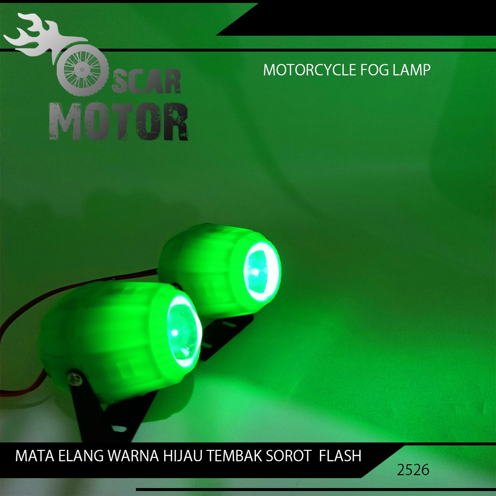 Lampu LED Mata Elang Strobo Mode Eagle Eye WATERPROOFT SEN FLASH GREEN motor