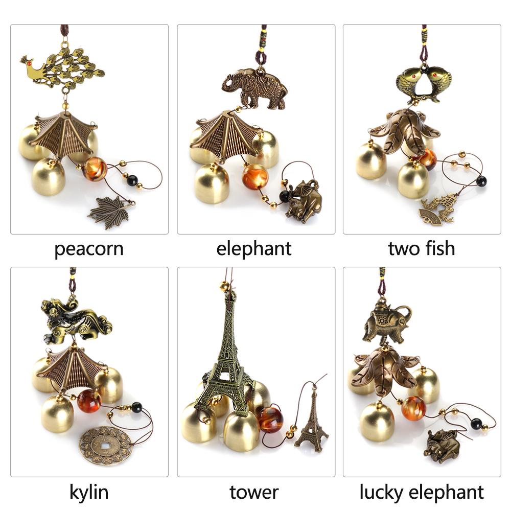 Suyo Retro Metal Wind Chime Gaya China Balkon Jendela Merak Kylin Tower Keberuntungan Charms