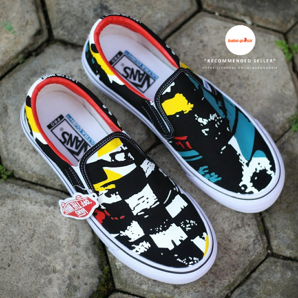 PROMO Sepatu Slip On Wanita, Vans Slip On Motif Unik, Lucu dan Keren, Bahan Kanvas, Waffle DT untuk Ukuran Wanita 36 - 40, Harga Murah, Kualitas Mewah