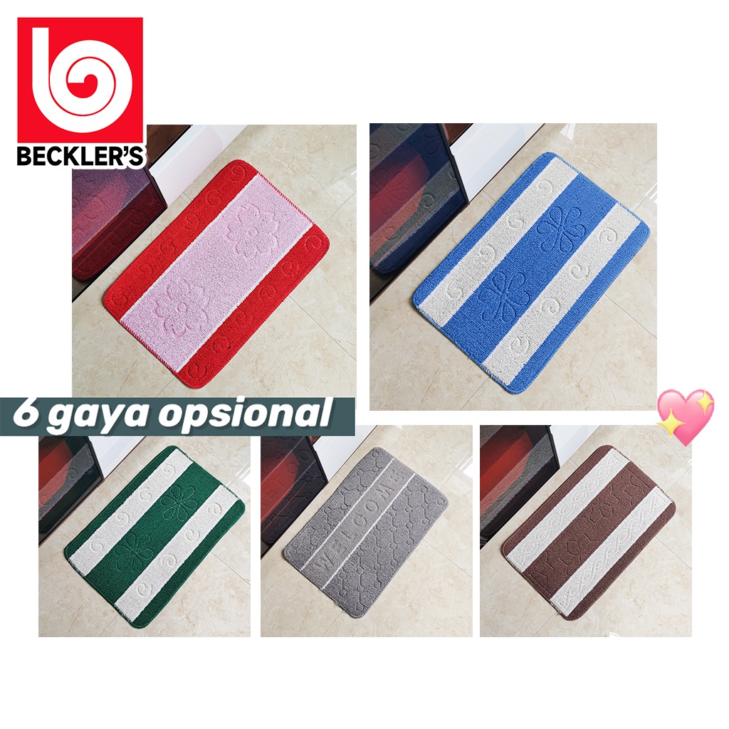 Keset Kaki Bludru Garis Bahan Karet Bulu ANTISLIP 5Motif UK40X60CM